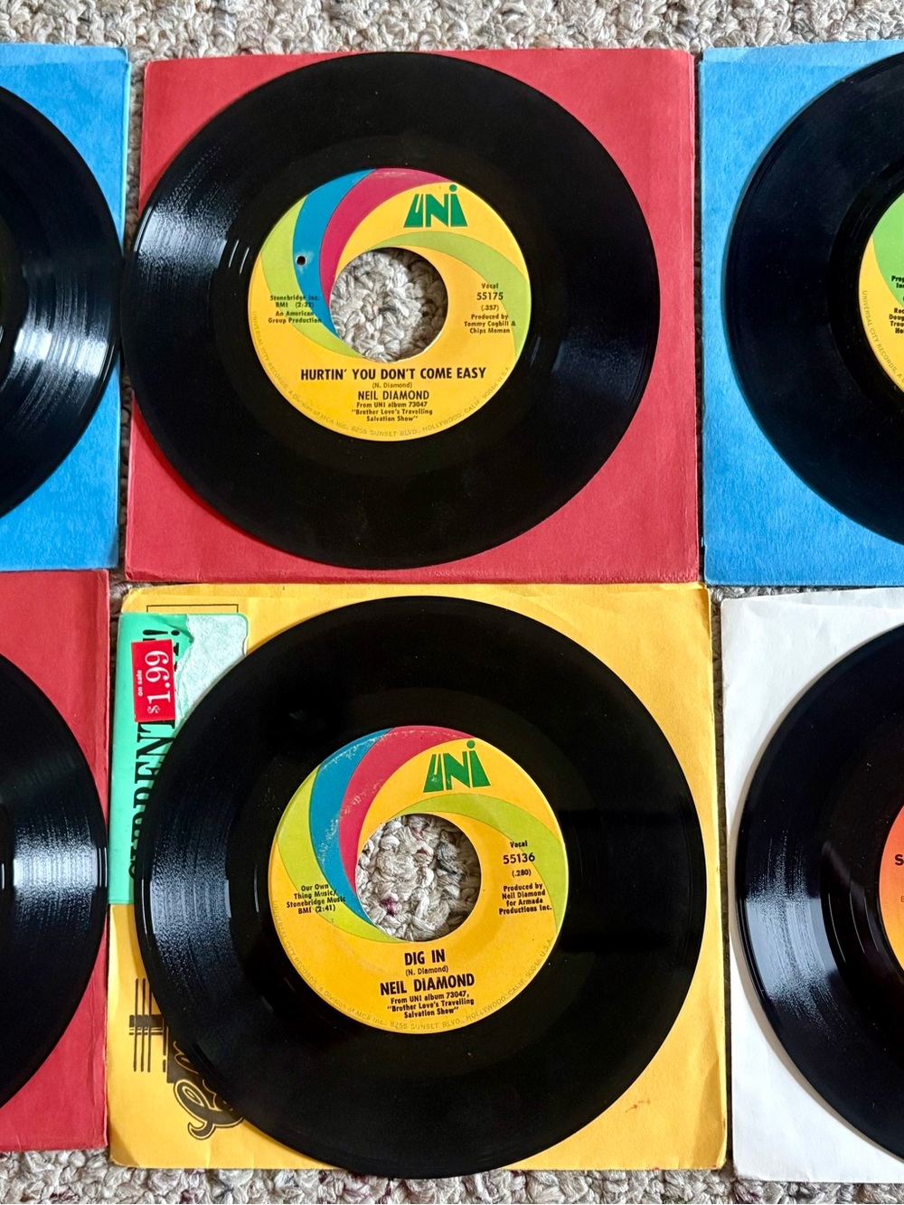 Lot Of 6 Neil Diamond 45 RPM Vinyl Records 70s Pop Rock VG